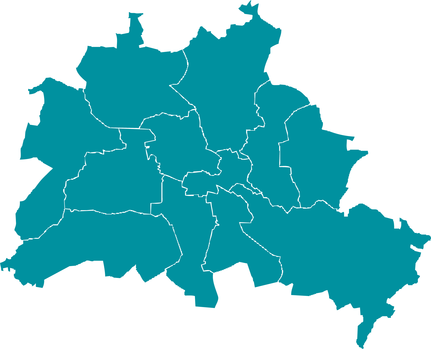 Karte von Berlin mit kennzeichnung der Stadtbezirke